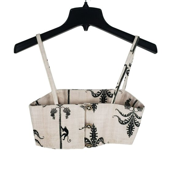 NEW Isla & White Jungle Print Crop Top Cream Black Boho Resort Vacation Chic - Picture 3 of 12